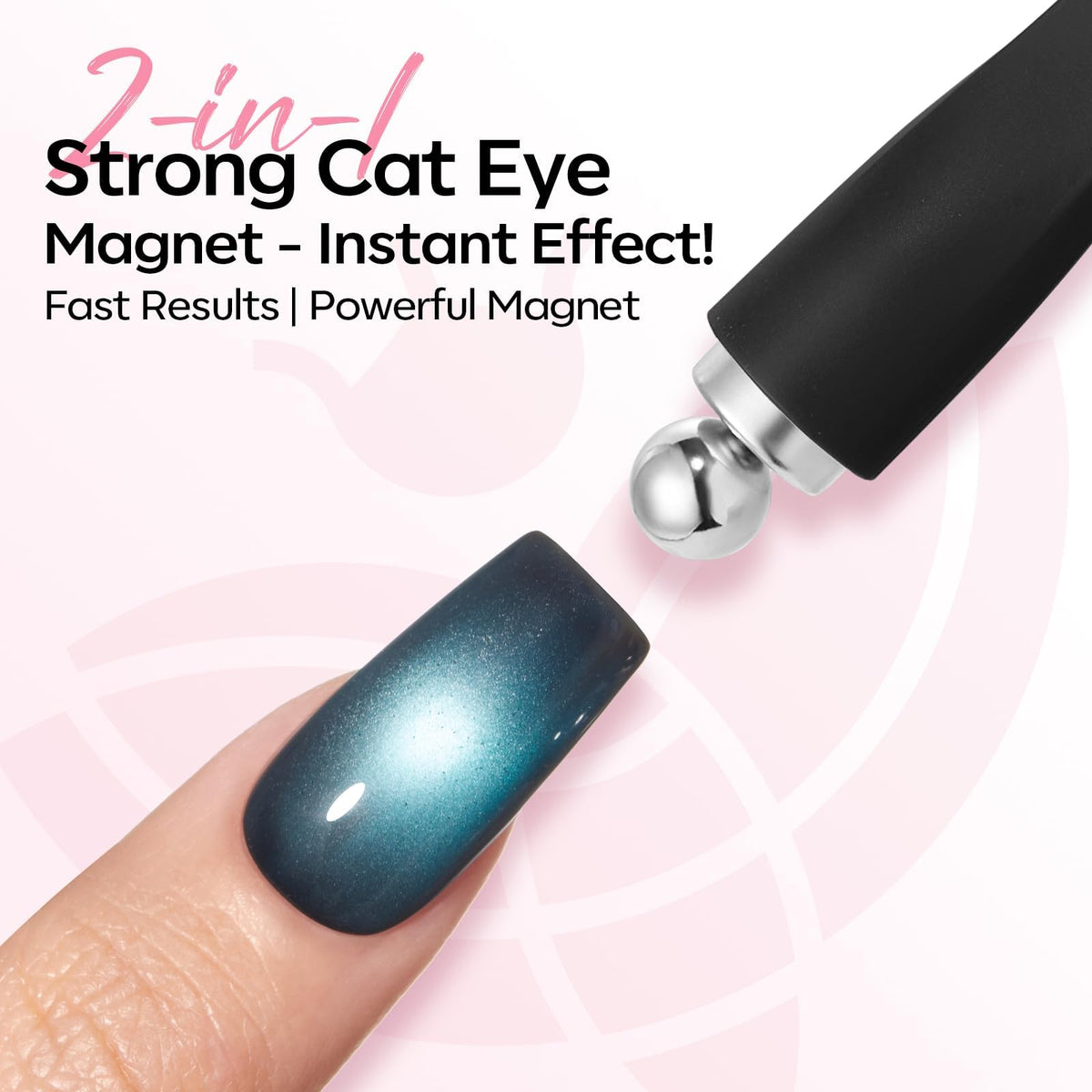modelones magnet held above uncured gel demonstrating noncontact use