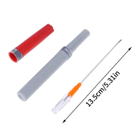 Moduzila needles tucked in a backpack pocket for easy carry benefit