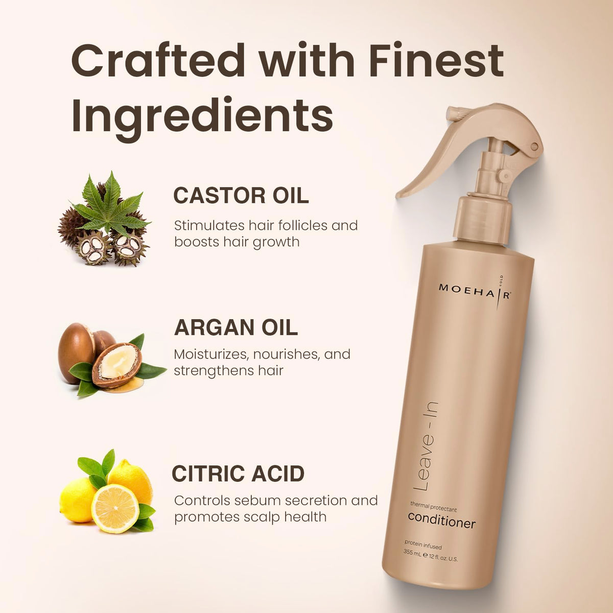 MOEHAIR close-up texture of spray mist demonstrating lightweight hydration