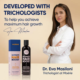 Moerie before after style comparison illustrates fuller-looking hair