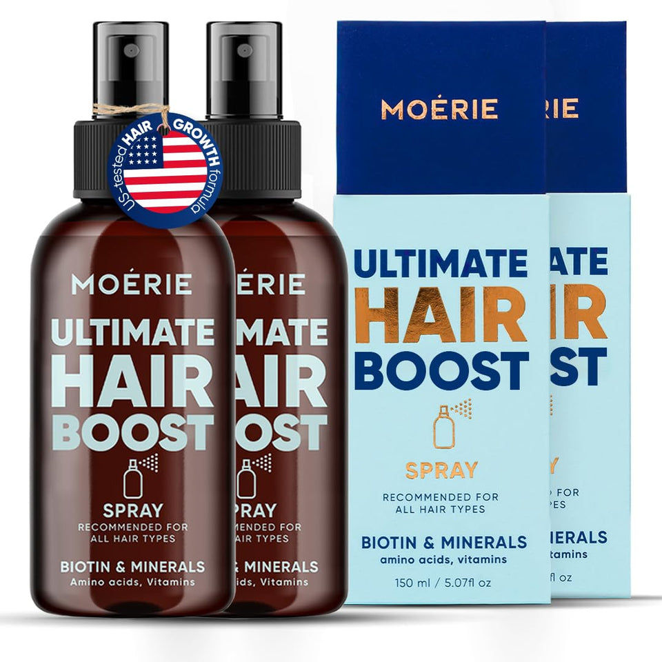 Moerie bottle front packaging showing product and volume for quick recognition and confidence