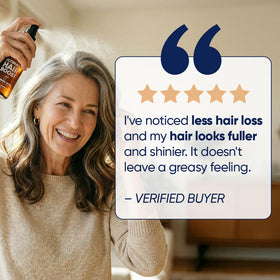 Moerie lifestyle image of woman styling hair showing visible lift