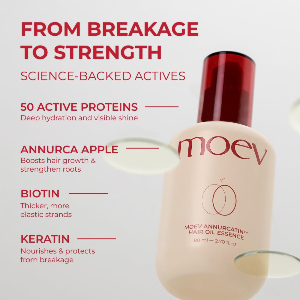 MOEV before and after hair comparison showing reduced frizz and shine