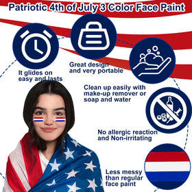 Mofuiry application on cheek showing bold flag design for events