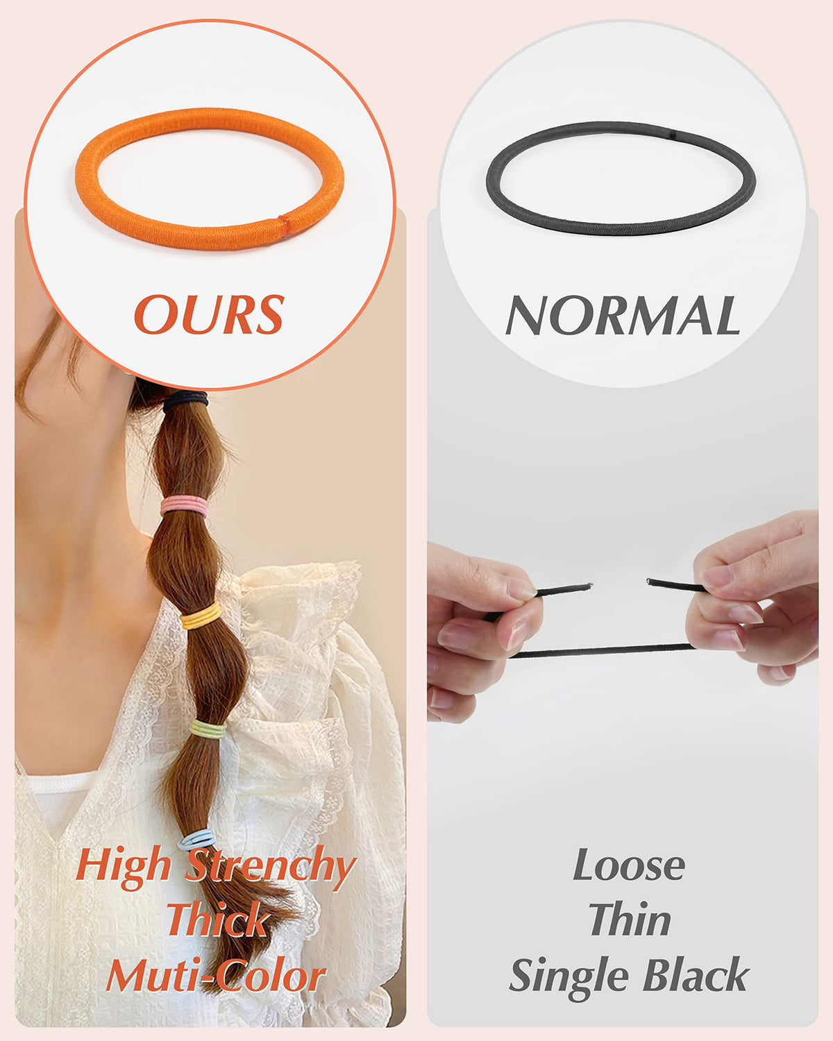 MoHern elastic band stretched to demonstrate strong hold and recovery