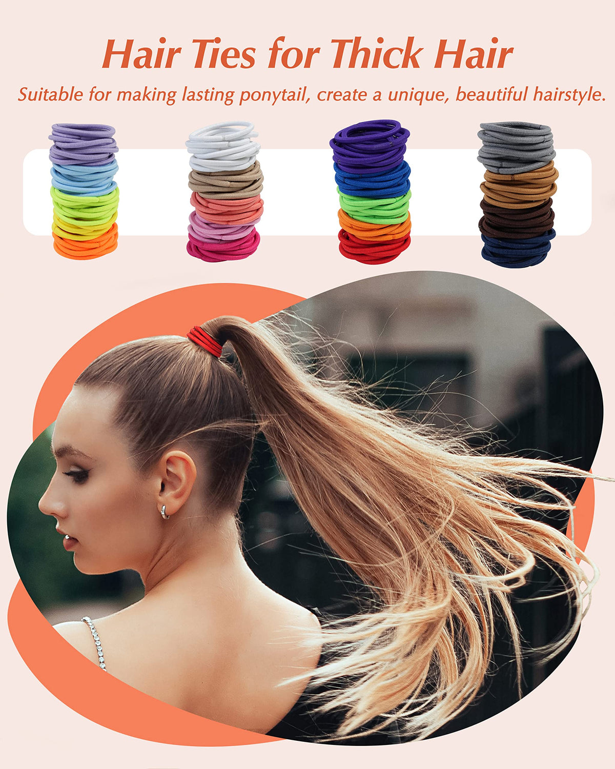 MoHern hair tie held in hand to show size and medium 4mm thickness