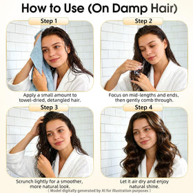 Mokasakiso on model with air-dried waves showing defined, frizz-free finish
