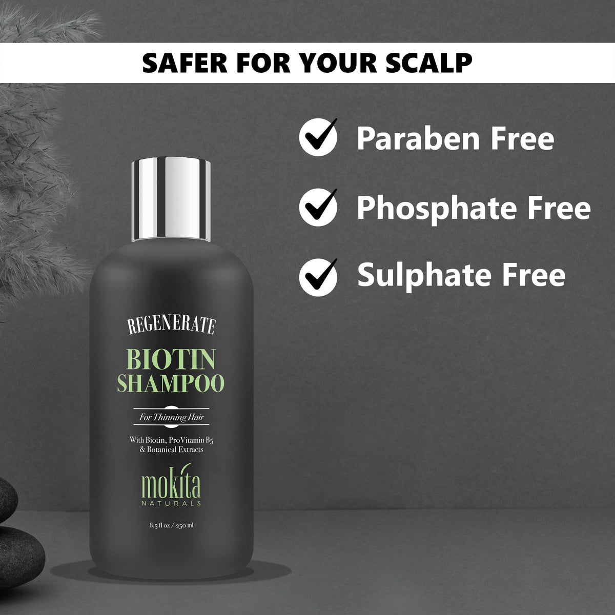 Mokita Naturals 8.5 oz bottle beside coin for clear size reference