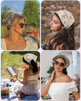 Molans model wearing scarf outdoors adding floral accent to outfit