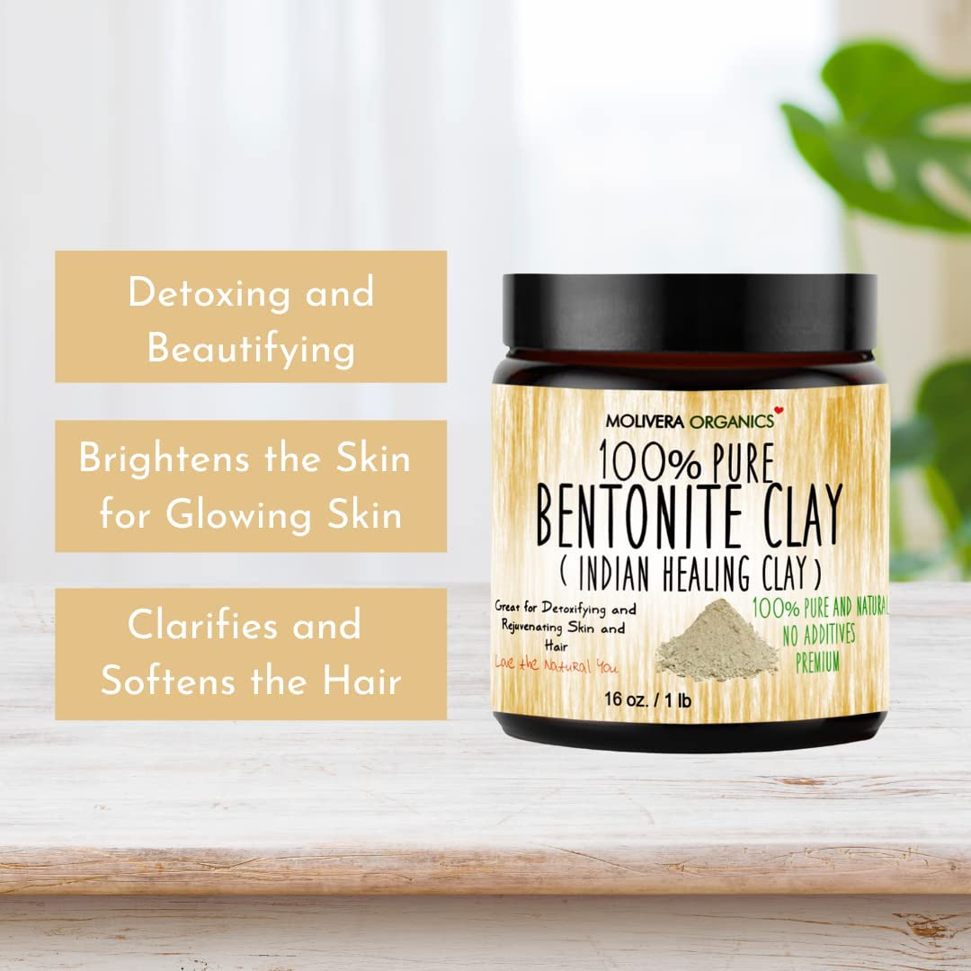 Molivera Organics clay in bowl being mixed showing easy DIY mask preparation benefit