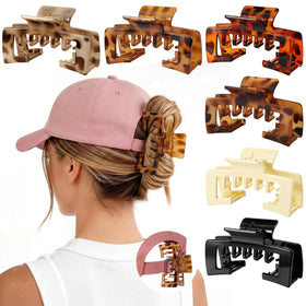 Molizummy front pack view showing six hat claw clips and colors for convenient styling