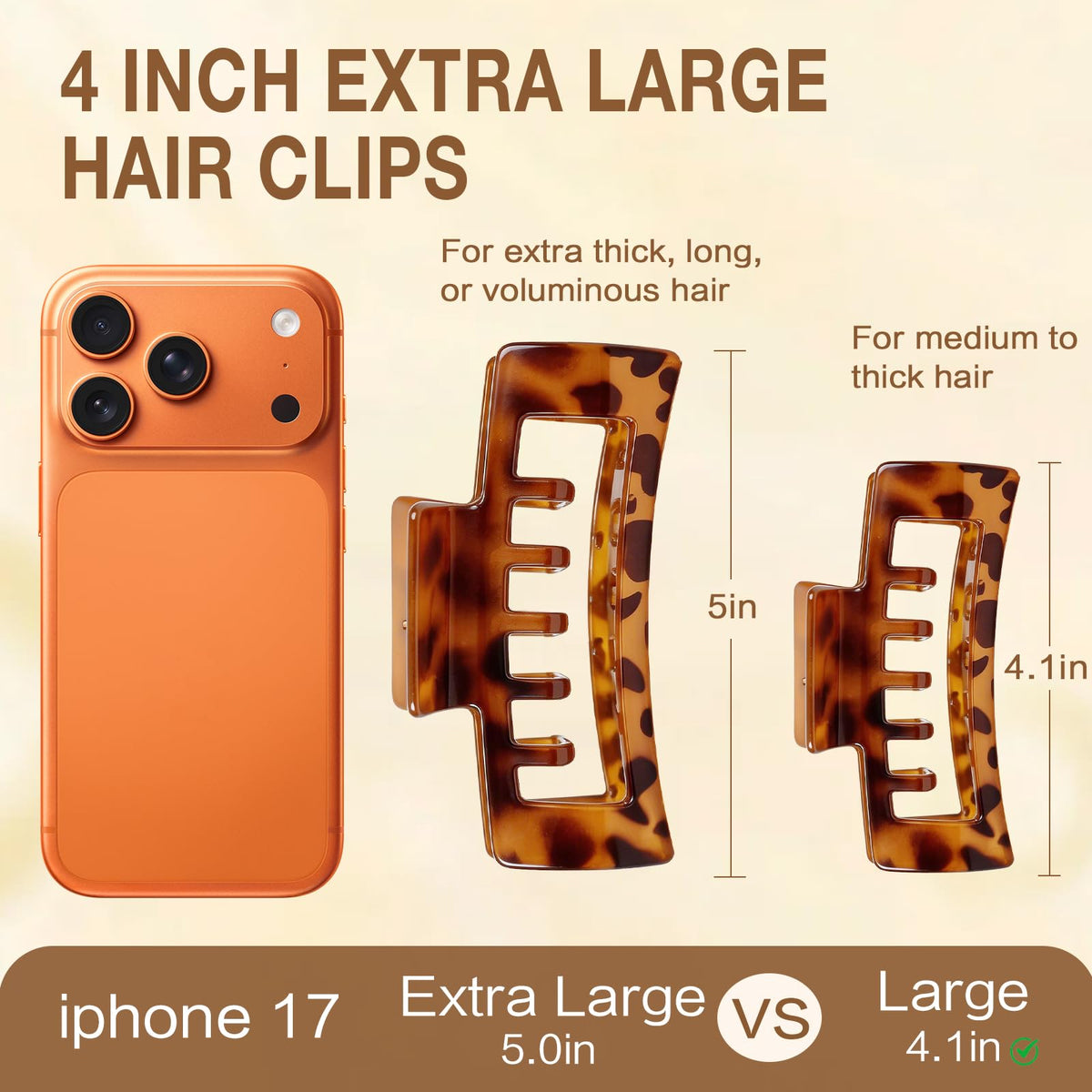 Molizummy open wide-jaw clip holding bundled hair, secure non-slip hold