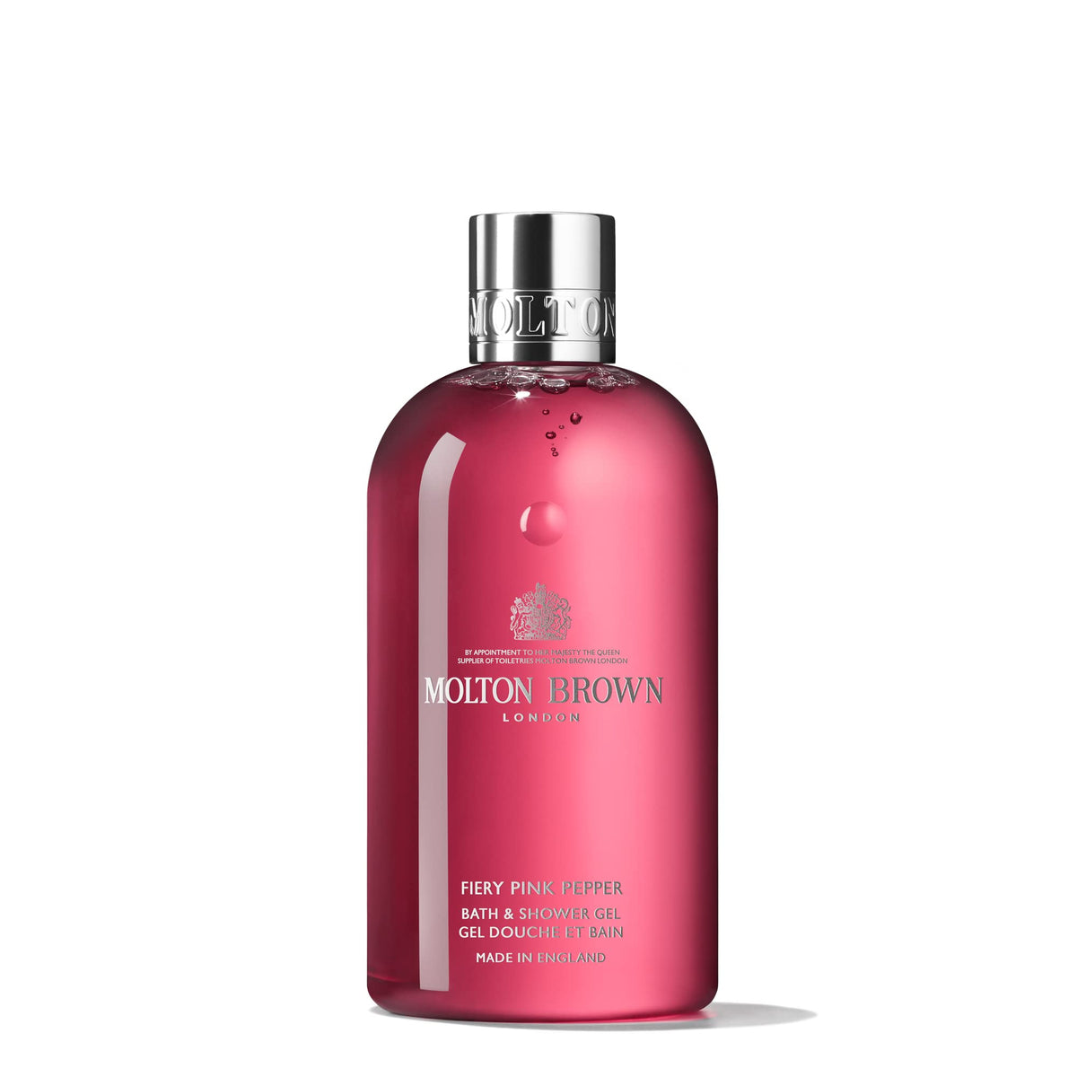 Molton Brown front bottle view showing bold packaging and easy dispensing benefit