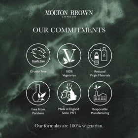 Molton Brown ingredient-themed shot with patchouli and ginger conveying natural fragrance benefit