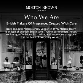 Molton Brown ingredients and recyclable bottle indicating eco-friendly benefit