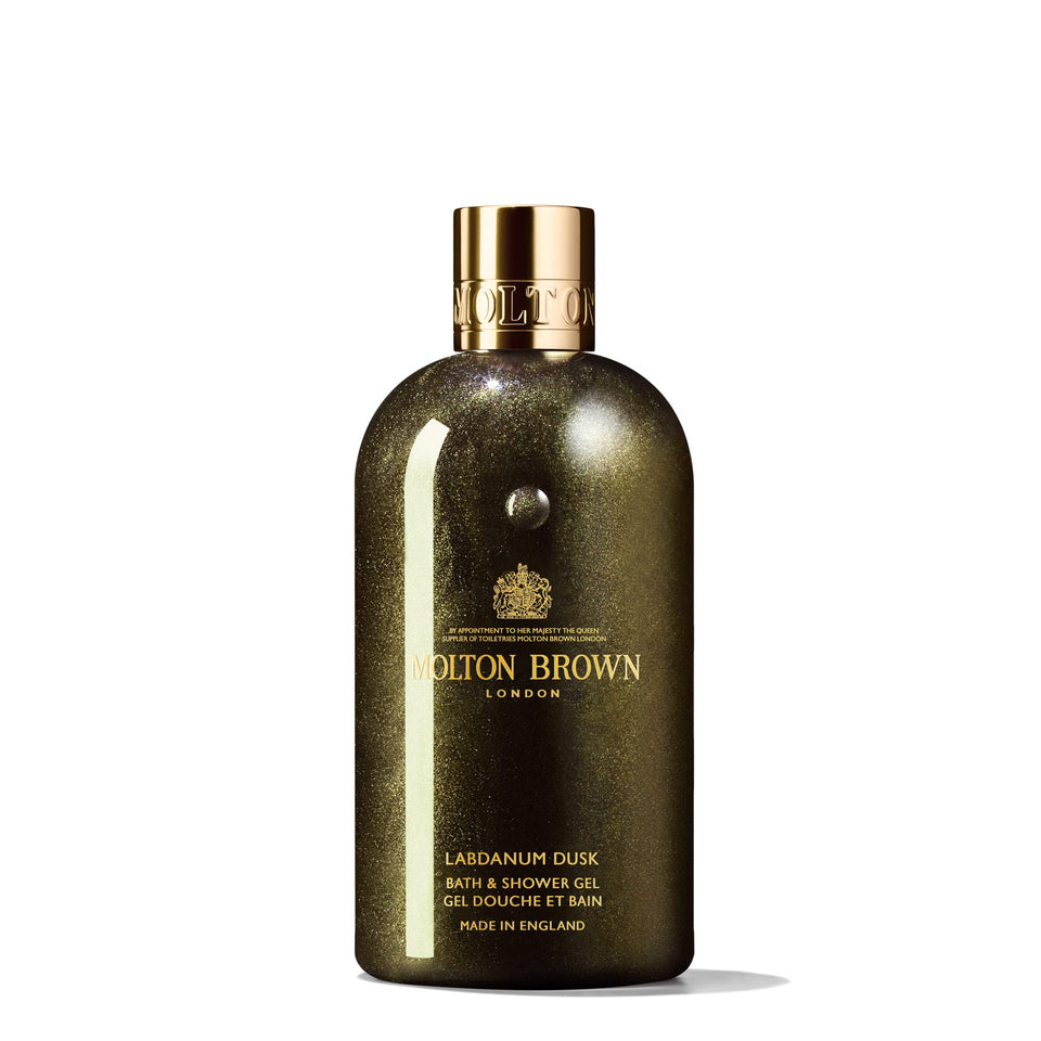 Molton Brown front bottle view shows luxurious labdanum scent and travel‑friendly size