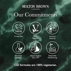 Molton Brown gift box with recycled materials visible benefit eco-conscious presentation