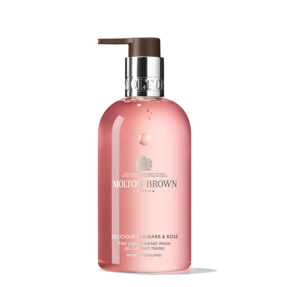 Molton Brown bottle front packaging shows elegant label and scent benefit