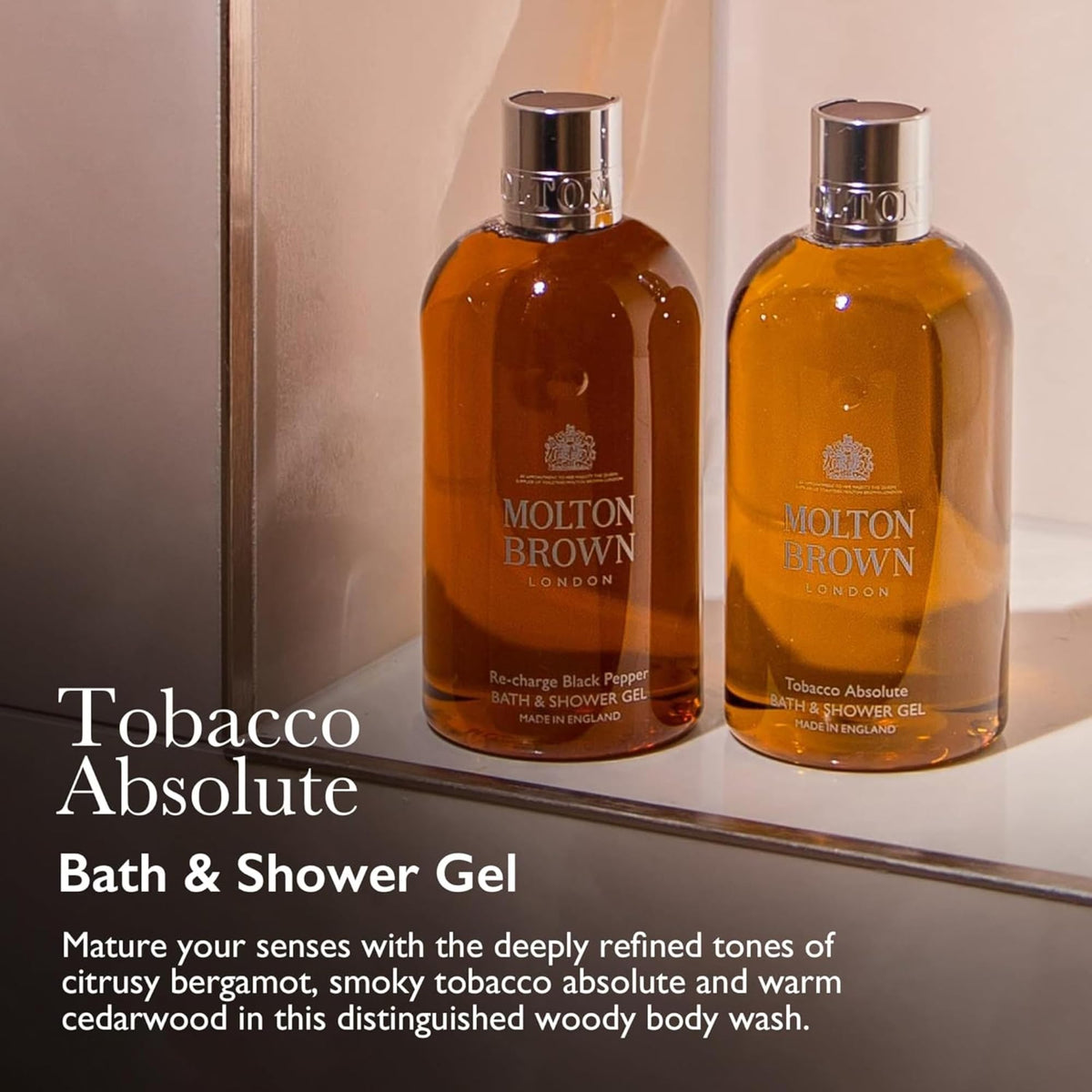 Molton Brown label close-up highlighting fragrance name and premium finish