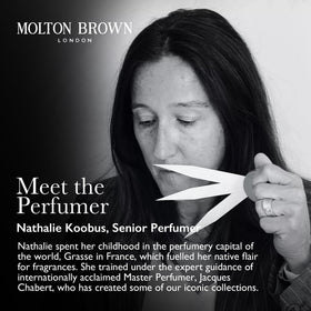 Molton Brown close-up label highlighting vegan formula and ingredient transparency benefit
