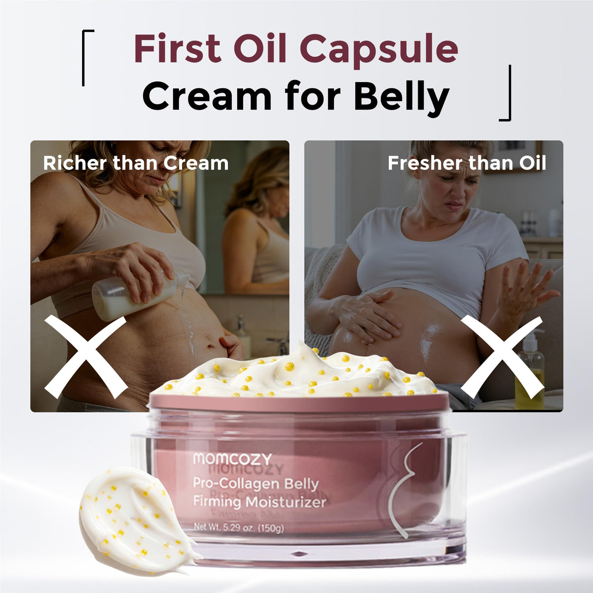 Momcozy applied to pregnant belly easing tight, itchy skin