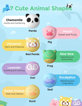Momcozy close-up of 3D animal detail on bath bomb, highlights playful surprise