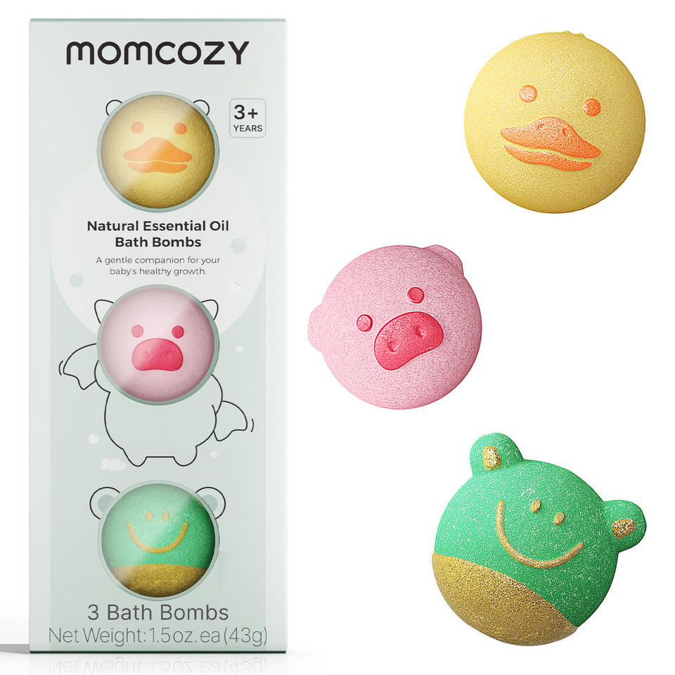 Momcozy front packaging showing three animal shapes and natural gift appeal