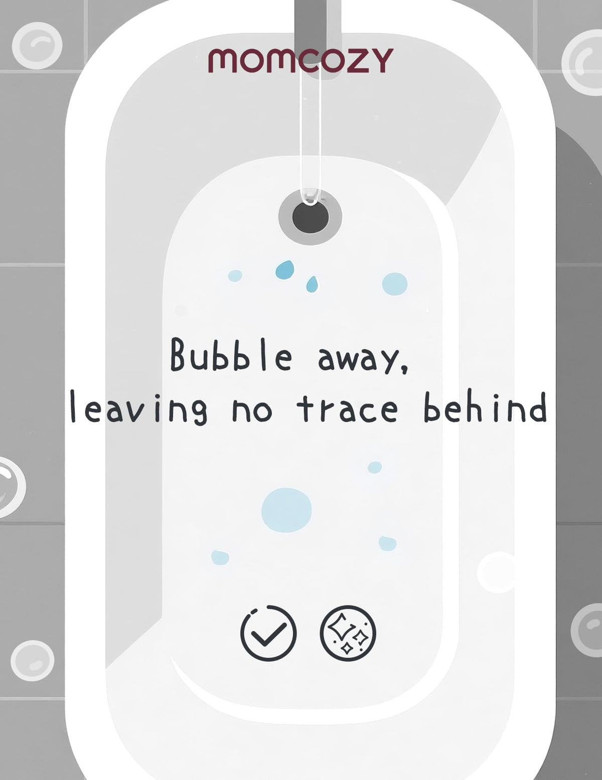 Momcozy child enjoying bath with bomb, conveys calming, engaging bath time