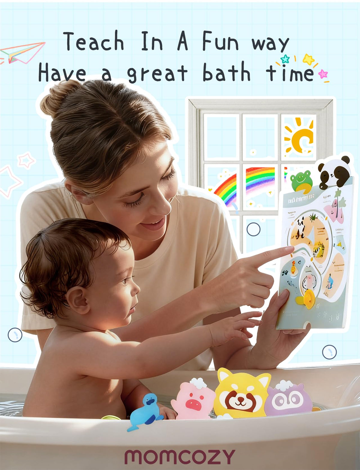 Momcozy bath bomb beside child's toy for scale, helps visualize size