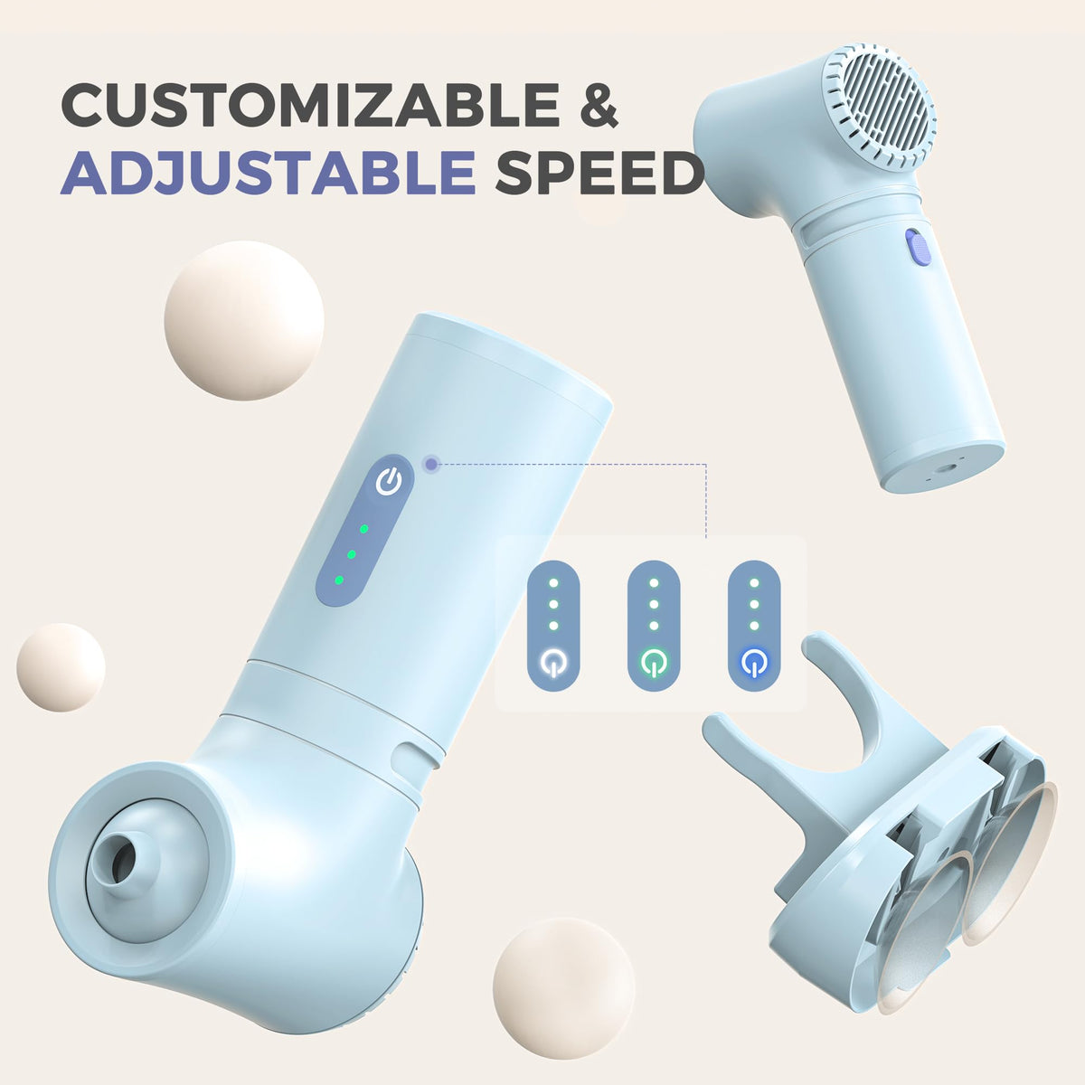 MOMFANN speed dial closeup illustrating three-level control for personalized comfort