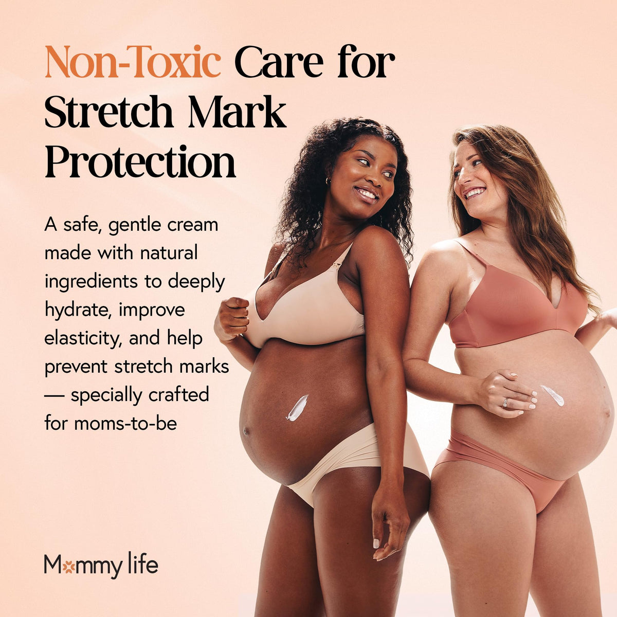 MOMMY LIFE warming butter between hands to ease application and absorption