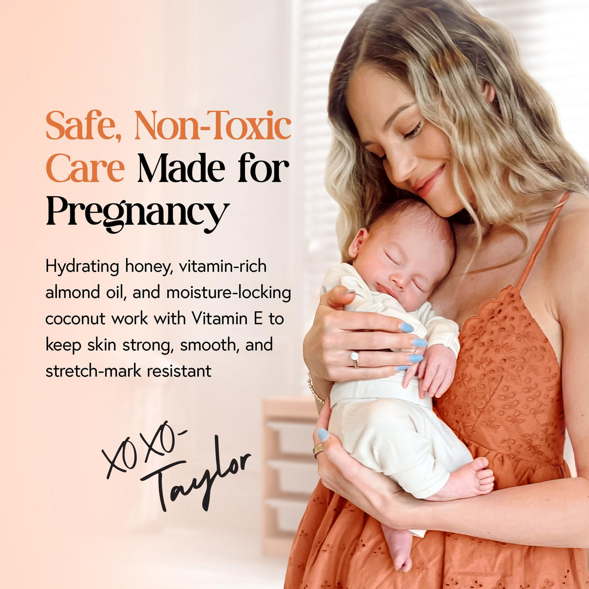 MOMMY LIFE applying belly butter on pregnant belly for long-lasting hydration