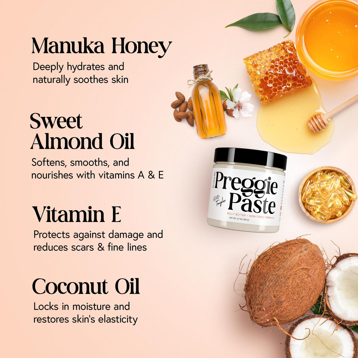 MOMMY LIFE close-up texture of belly butter highlighting rich spreadability