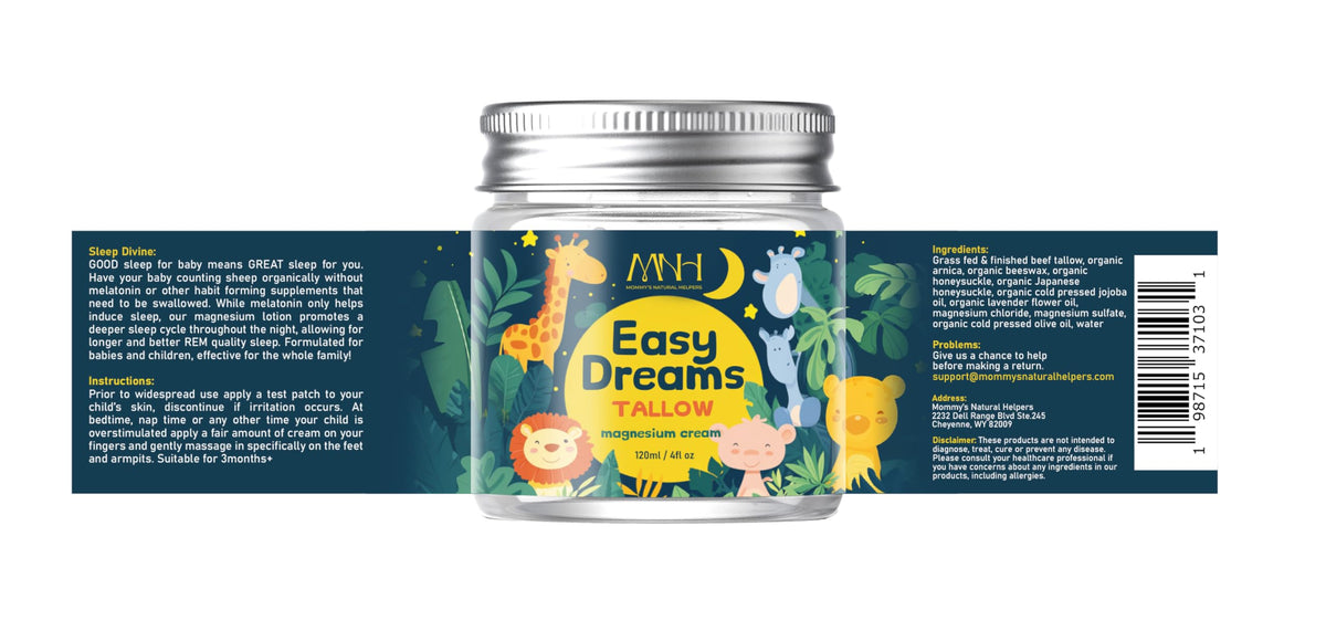 Mommy's Natural Helpers bedtime scene with child and lotion indicating calming routine