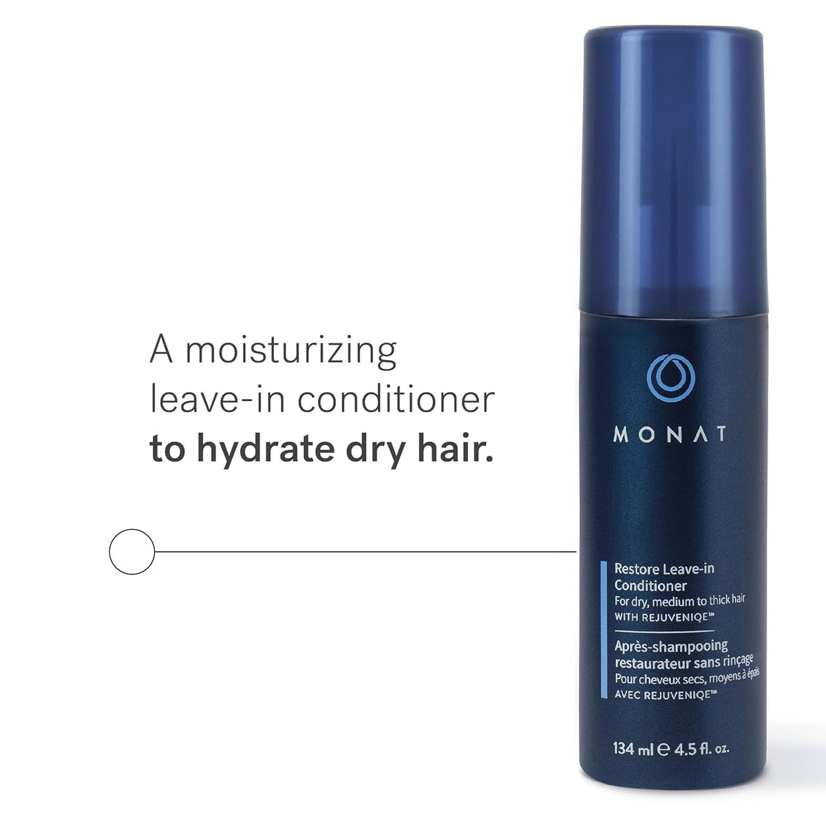 MONAT pump detail illustrating easy-dispense design for controlled product use