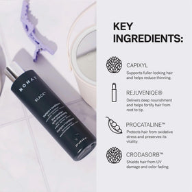 MONAT black before and after hair results showing smoother, healthier-looking hair