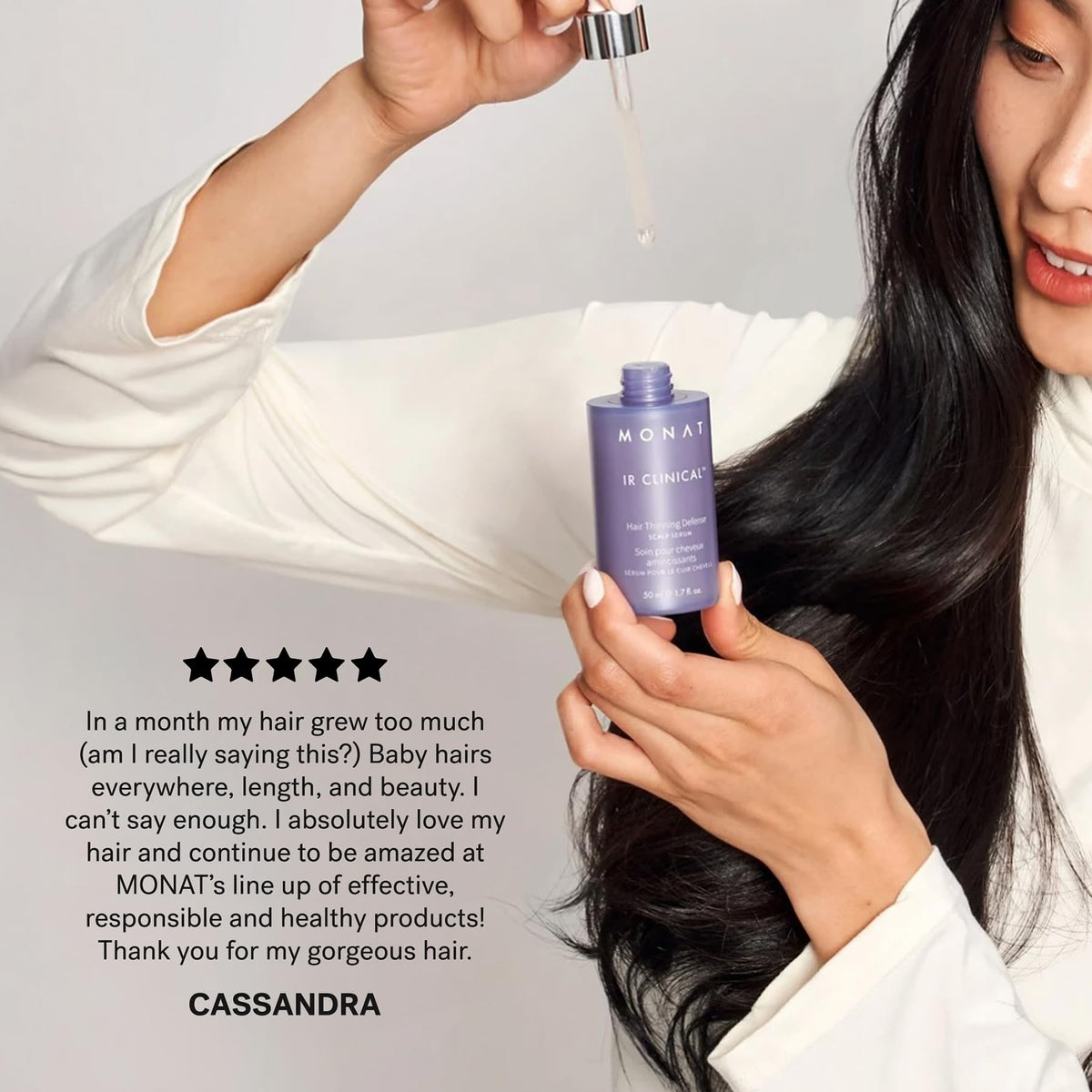 MONAT clinical ingredient flatlay showing key actives for scalp nourishment