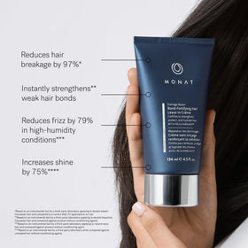 MONAT styled hair after use showing enhanced shine and smooth finish