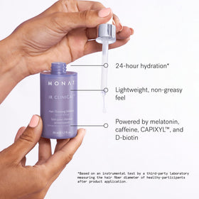 MONAT IR Clinical kit contents arranged to show shampoo, conditioner and serum together