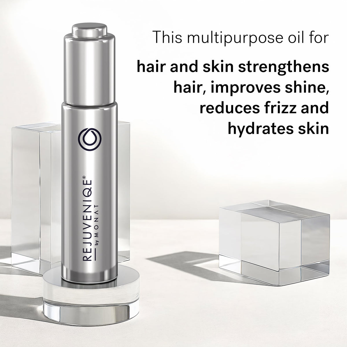 MONAT oil dropper pouring a drop showing controlled application benefit