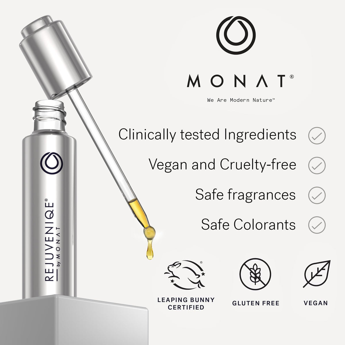 MONAT oil on bathroom shelf in lifestyle scene showing daily routine enhancement benefit