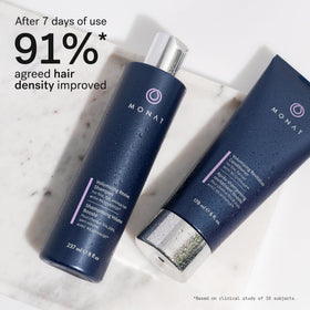 MONAT REJUVENIQE oil blend bottle close-up highlighting nourishing shine