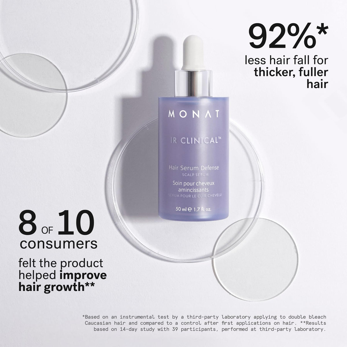 MONAT applying serum to hand demonstrating targeted scalp application benefits