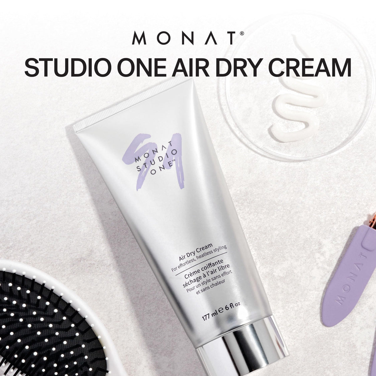 MONAT in-hand application showing how product applies and controls frizz