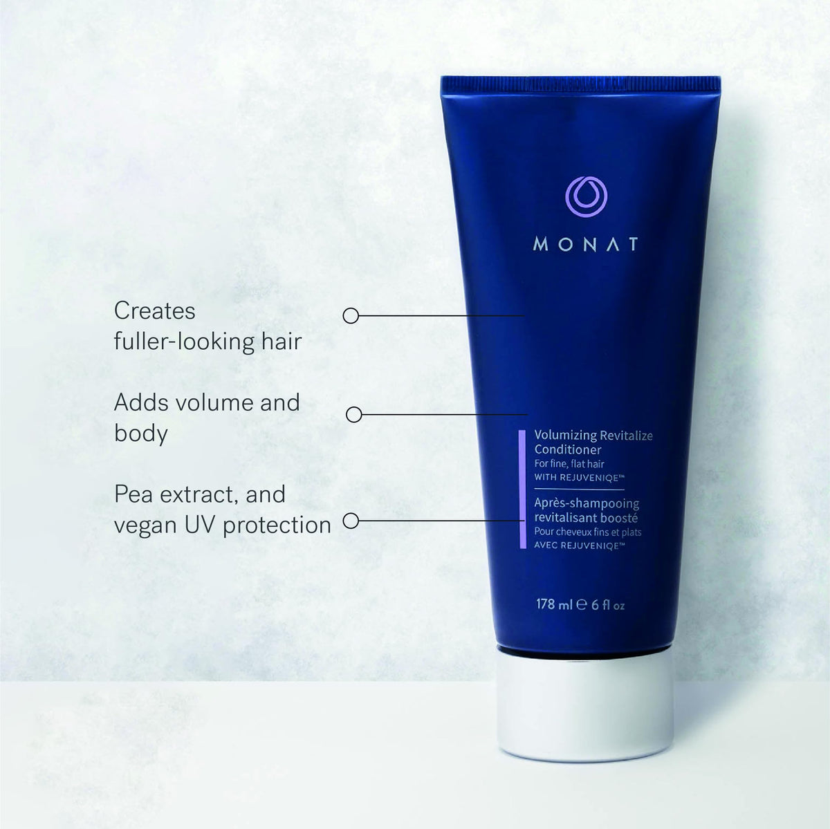 MONAT texture swirl of conditioner showing lightweight, non-greasy formula benefit