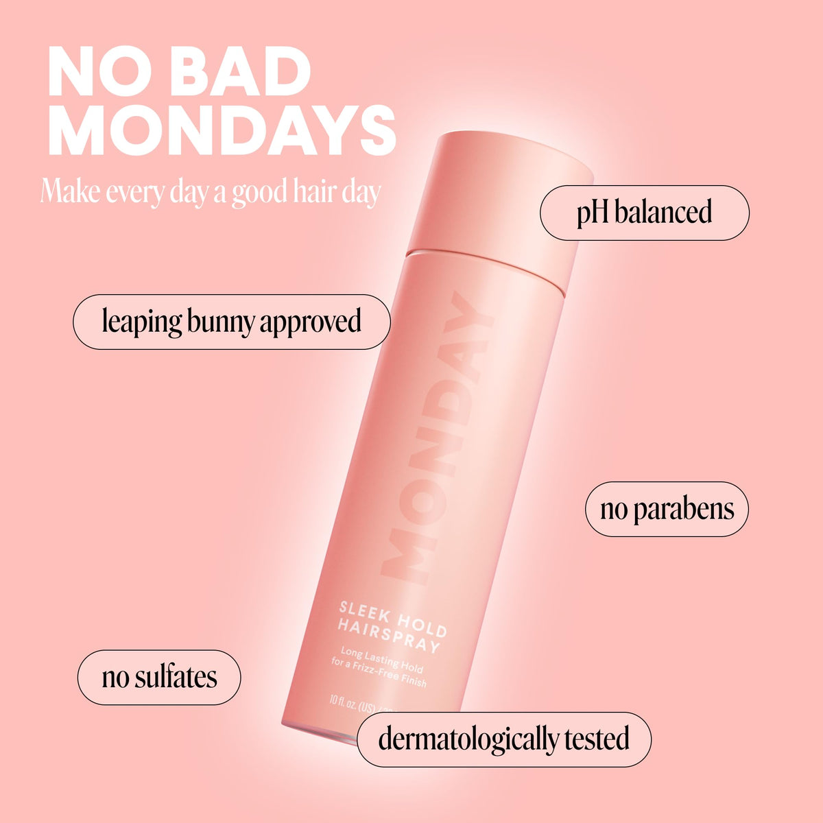 MONDAY HAIRCARE nozzle detail highlighting easy spray control for targeted application
