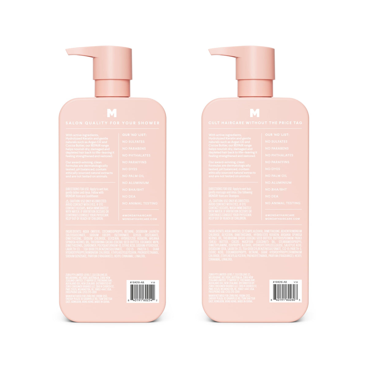 MONDAY HAIRCARE before and after hair comparison showing improved manageability