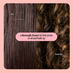 MONDAY HAIRCARE in-shower use showing clean hair rinse and oil removal benefit