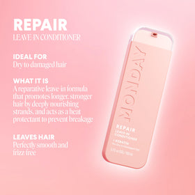 MONDAY HAIRCARE pump close-up showing creamy texture and quick-absorb benefit for smoother application