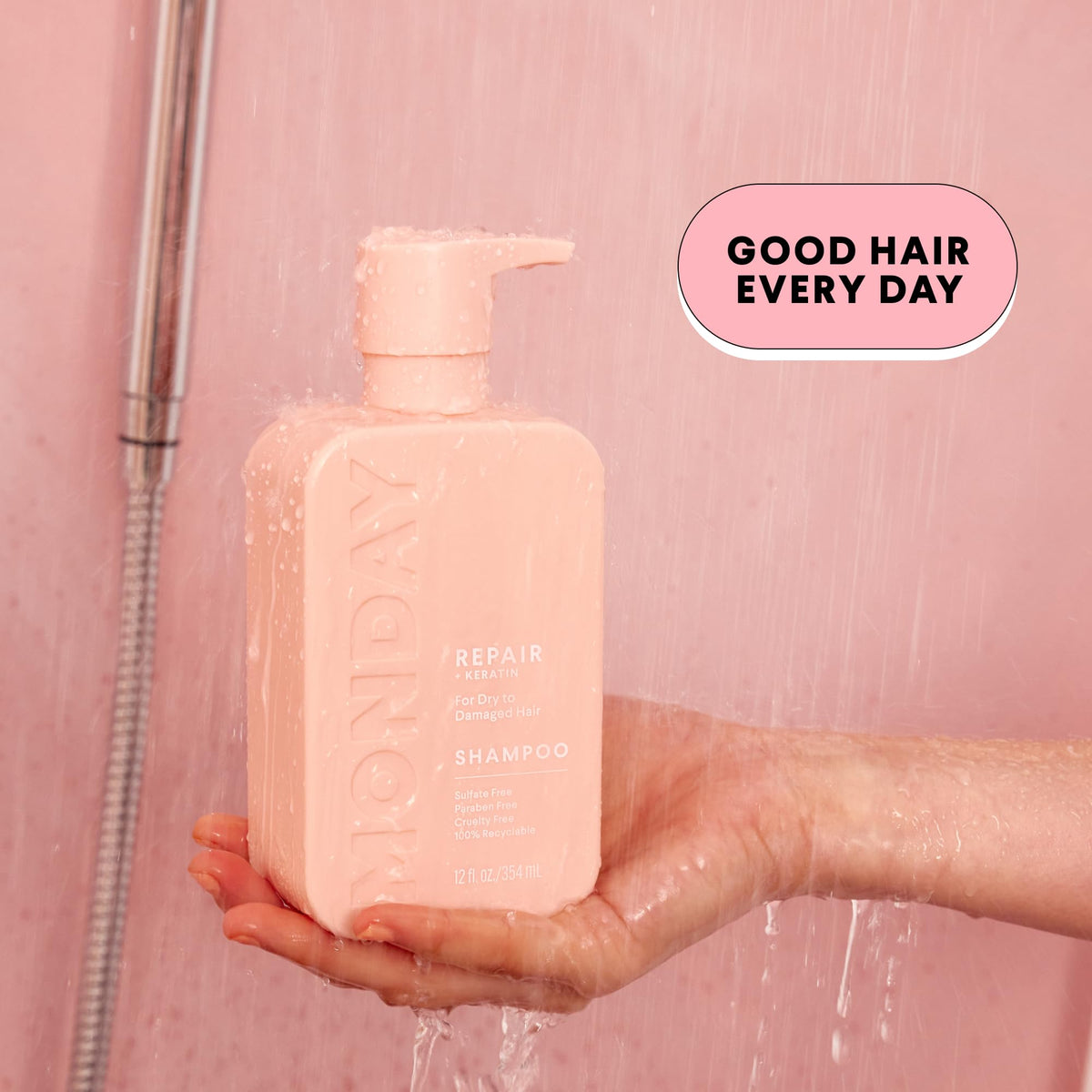 MONDAY HAIRCARE hydrolyzed keratin ingredient closeup for strengthened strands